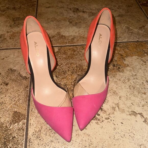 Aldo Pink and Orange Heels with Stiletto Heel and d'Orsay Cut - Picture 2 of 5